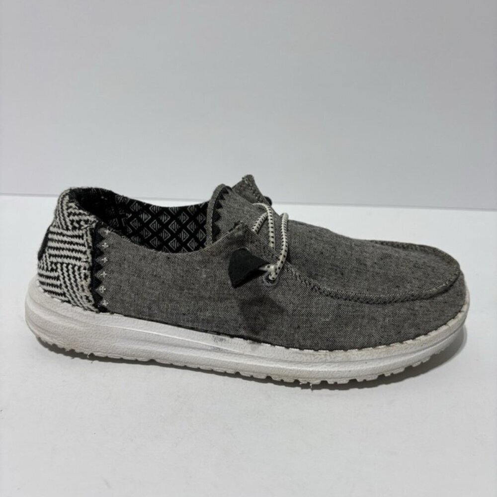 Hey Dude Women’s Wendy Chambray Woven Loafers Gray, Size 6 M